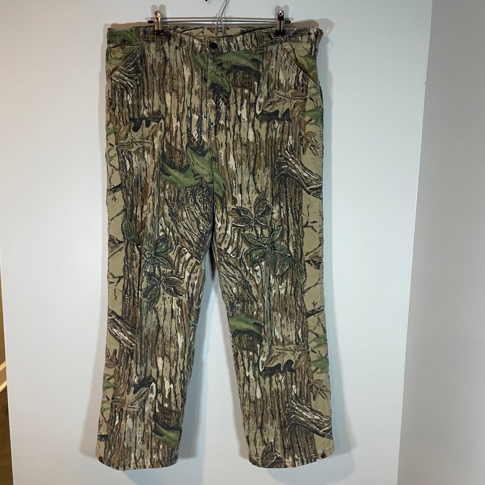 VTG Duxbak Mens Realtree Camo Hunting Pants 40x30 Insulated Tree Bark Utility